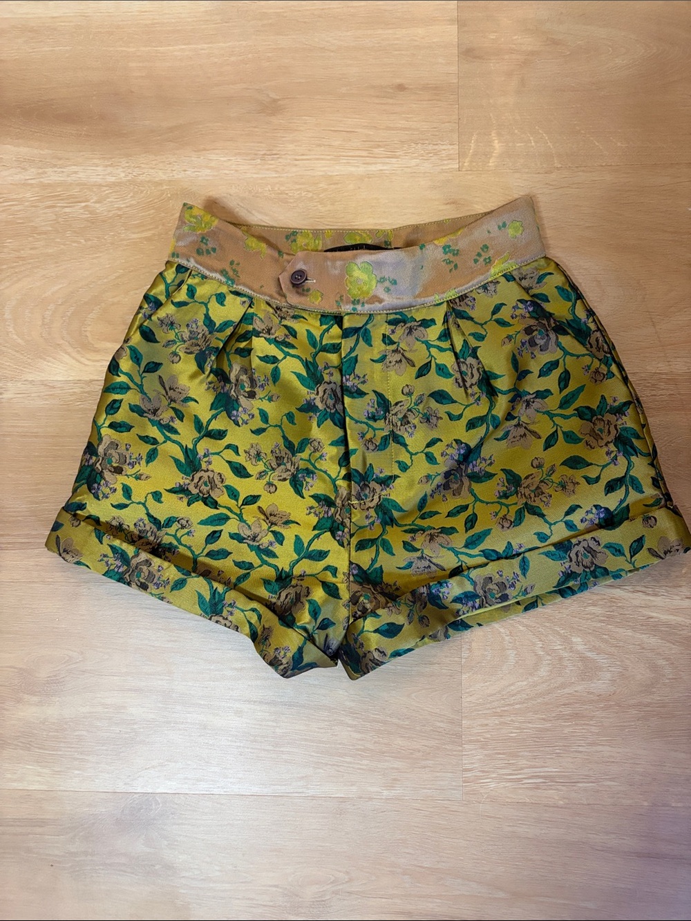 House of Harlow by Revolve Floral High-Waist Women's Shorts in Mustard Yellow